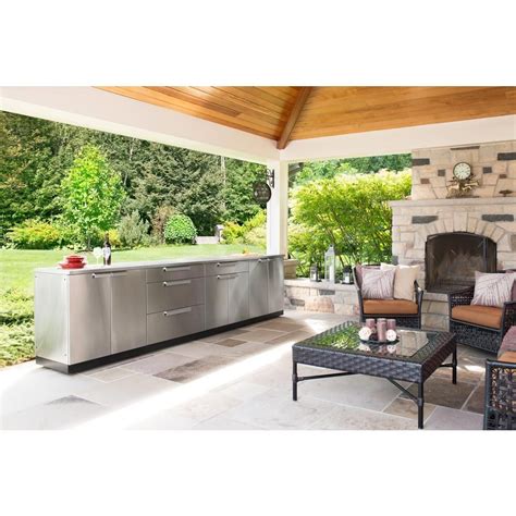 newage products 3pc outdoor kitchen stainless steel cabinet set|newage outdoor kitchen cabinets.